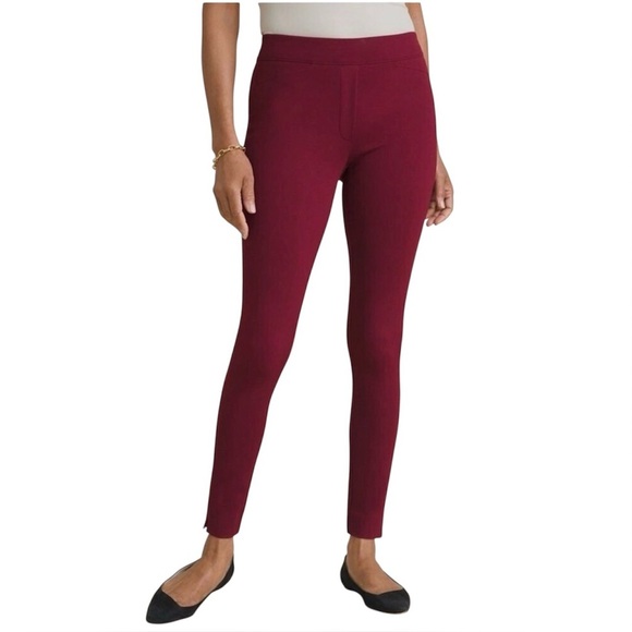 NWT Chico’s Ponte Leggings Cranberry Spice Red Stretch Comfort Pants 2R (US 12) - Picture 1 of 7
